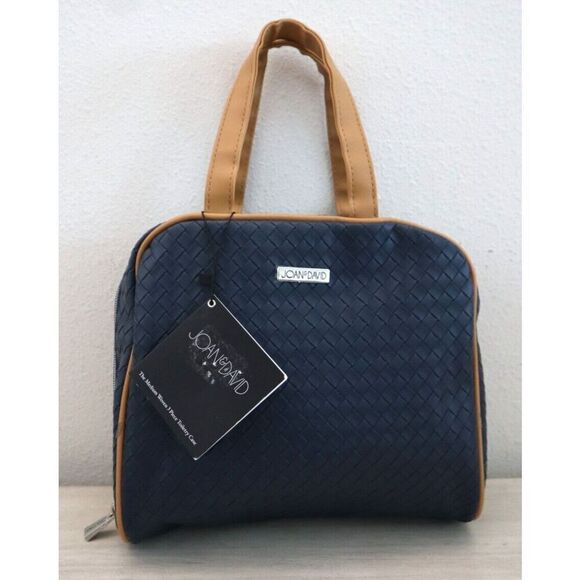Joan & David JDC2286 Navy Blue The Medium Woven 3-Piece Toiletry Makeup Case - Picture 2 of 13